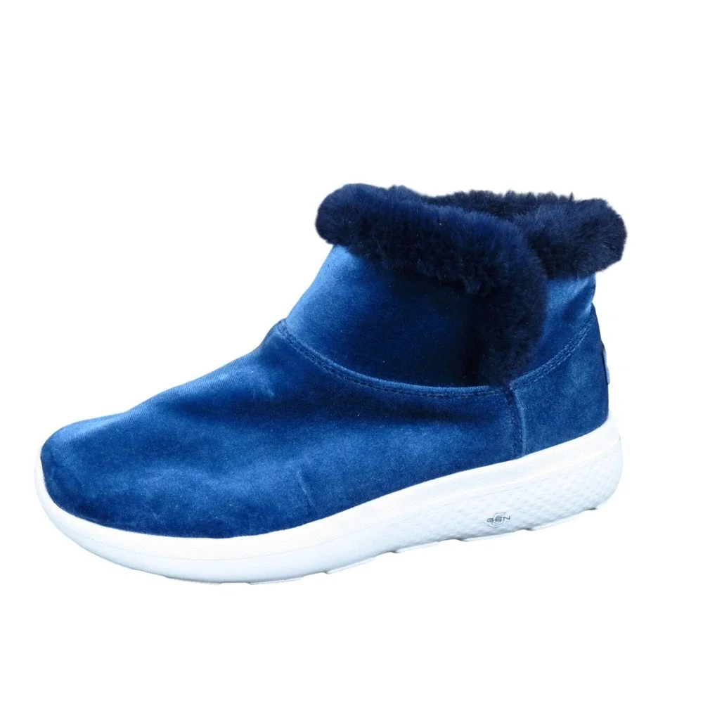Skechers On-The-Go City 2-Cozy Vibe Womens Boot 7.5 Winter Comfort Navy Velvet